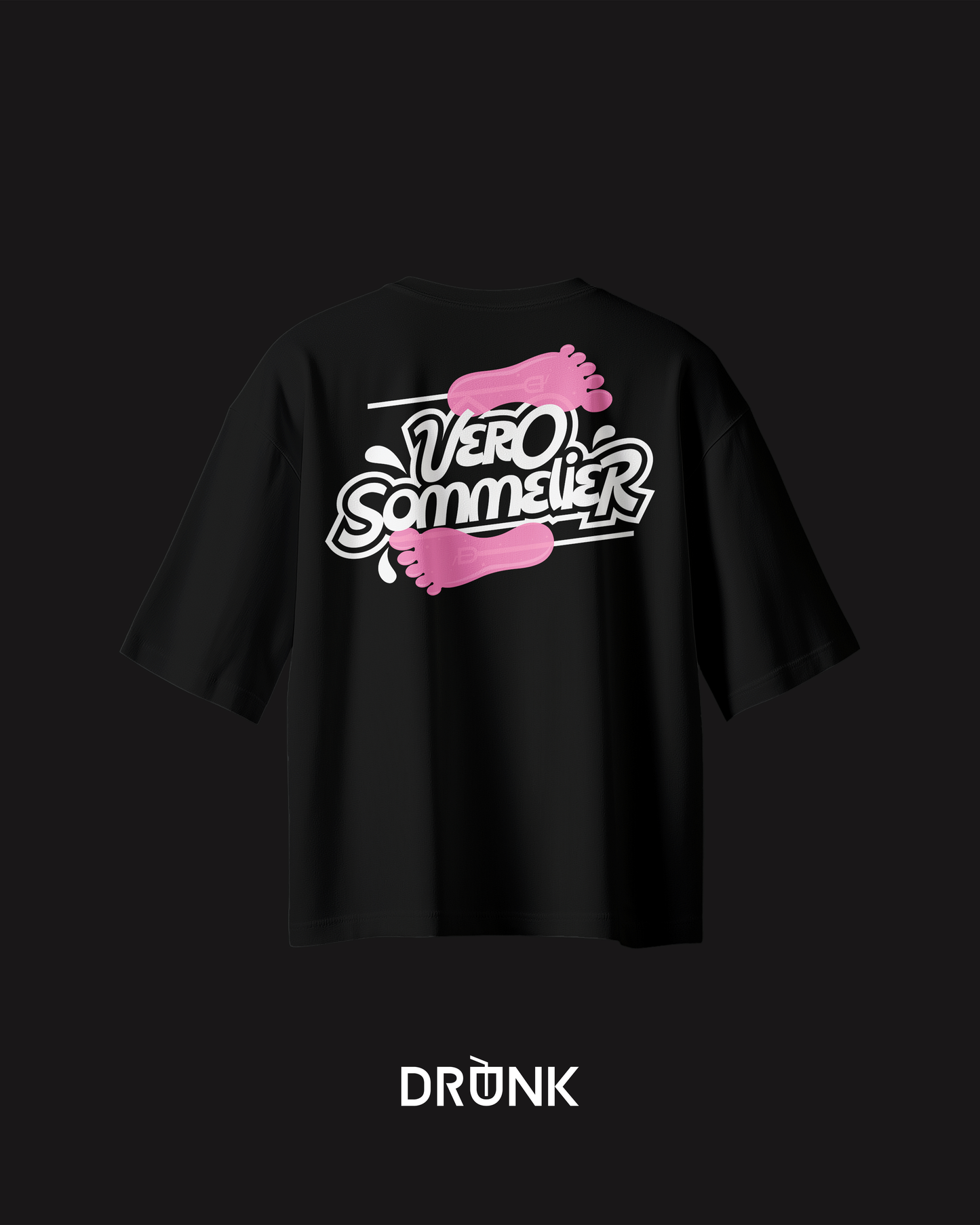 Vero Sommelier - T-Shirt Nera con dettagli rosa e bianchi