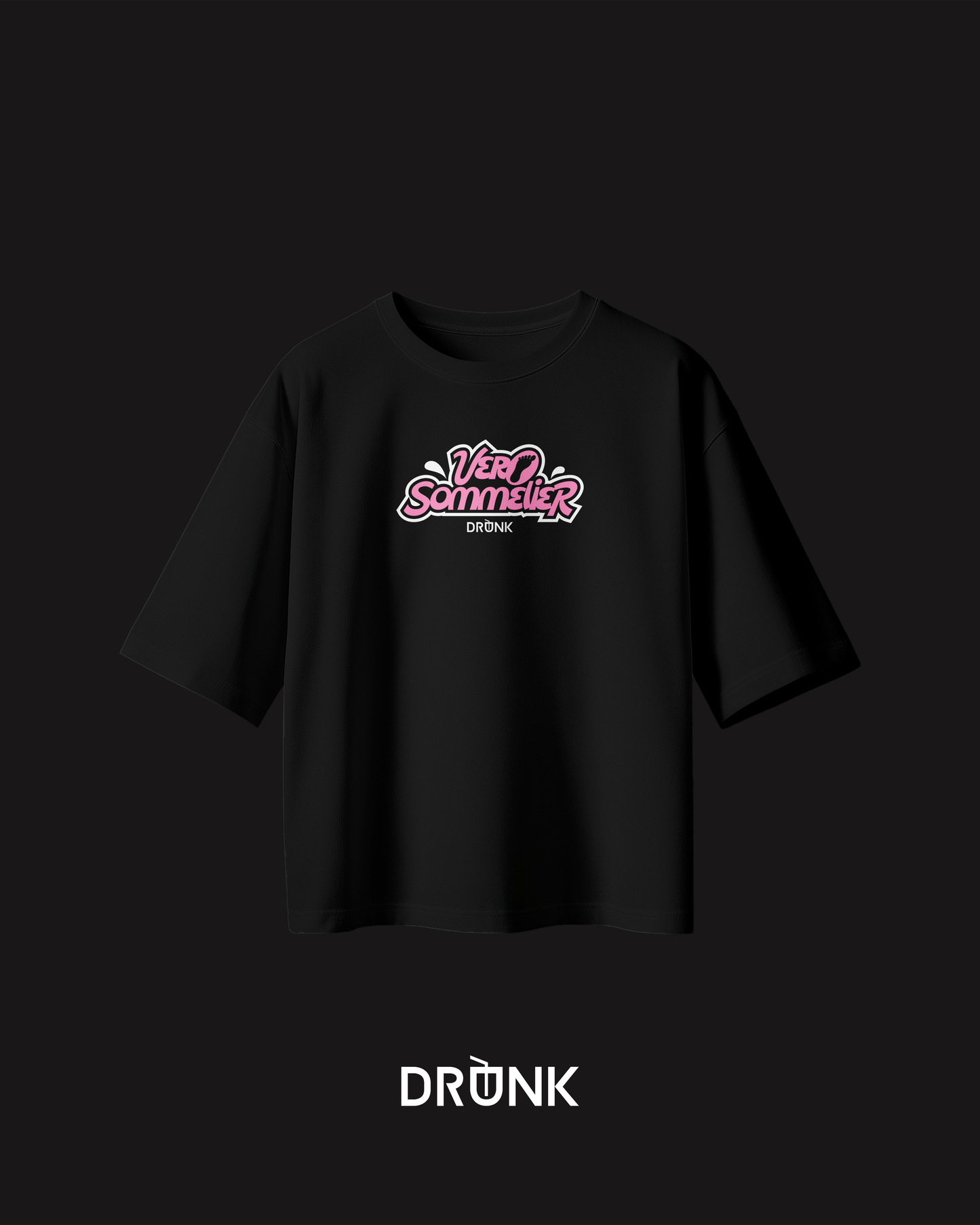 Vero Sommelier - T-Shirt Nera con dettagli rosa e bianchi