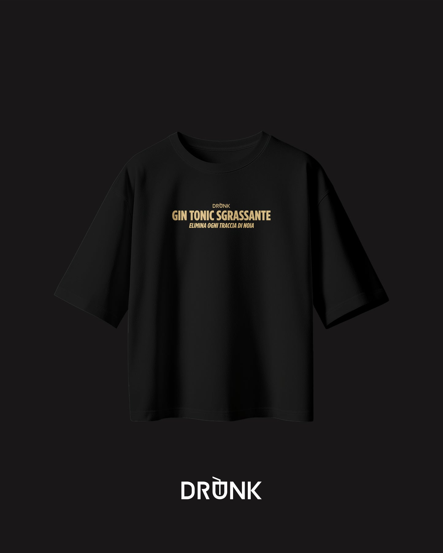 Gin Tonic Sgrassante - T-Shirt Nera e Dettagli Oro