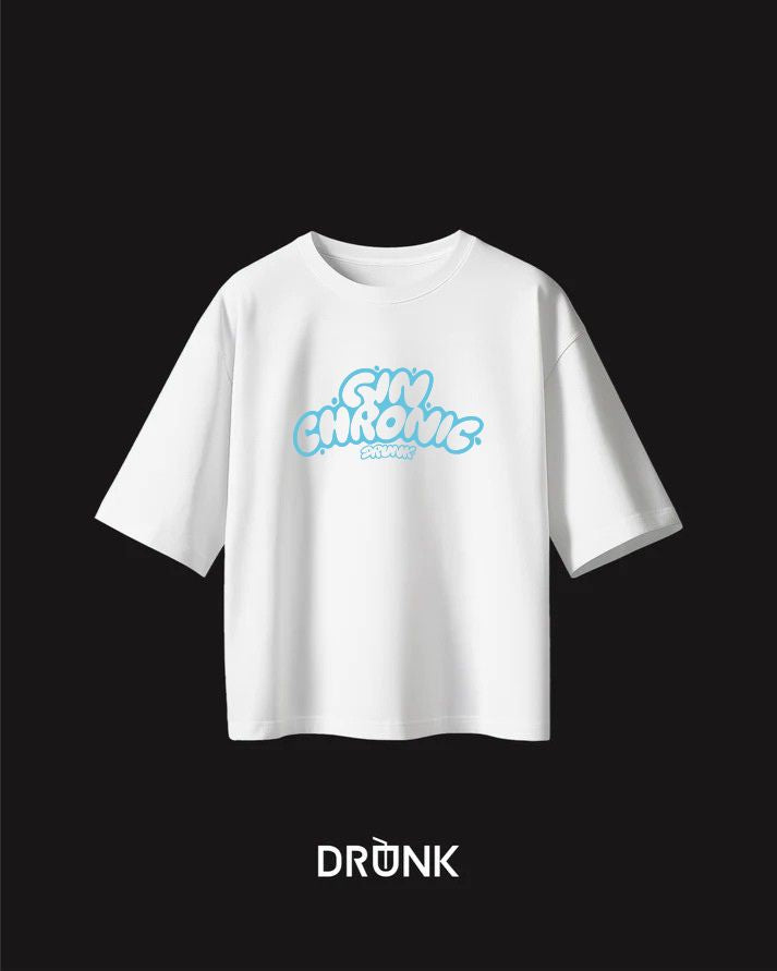Gin Chronic - T-Shirt Bianca con scritta Celeste