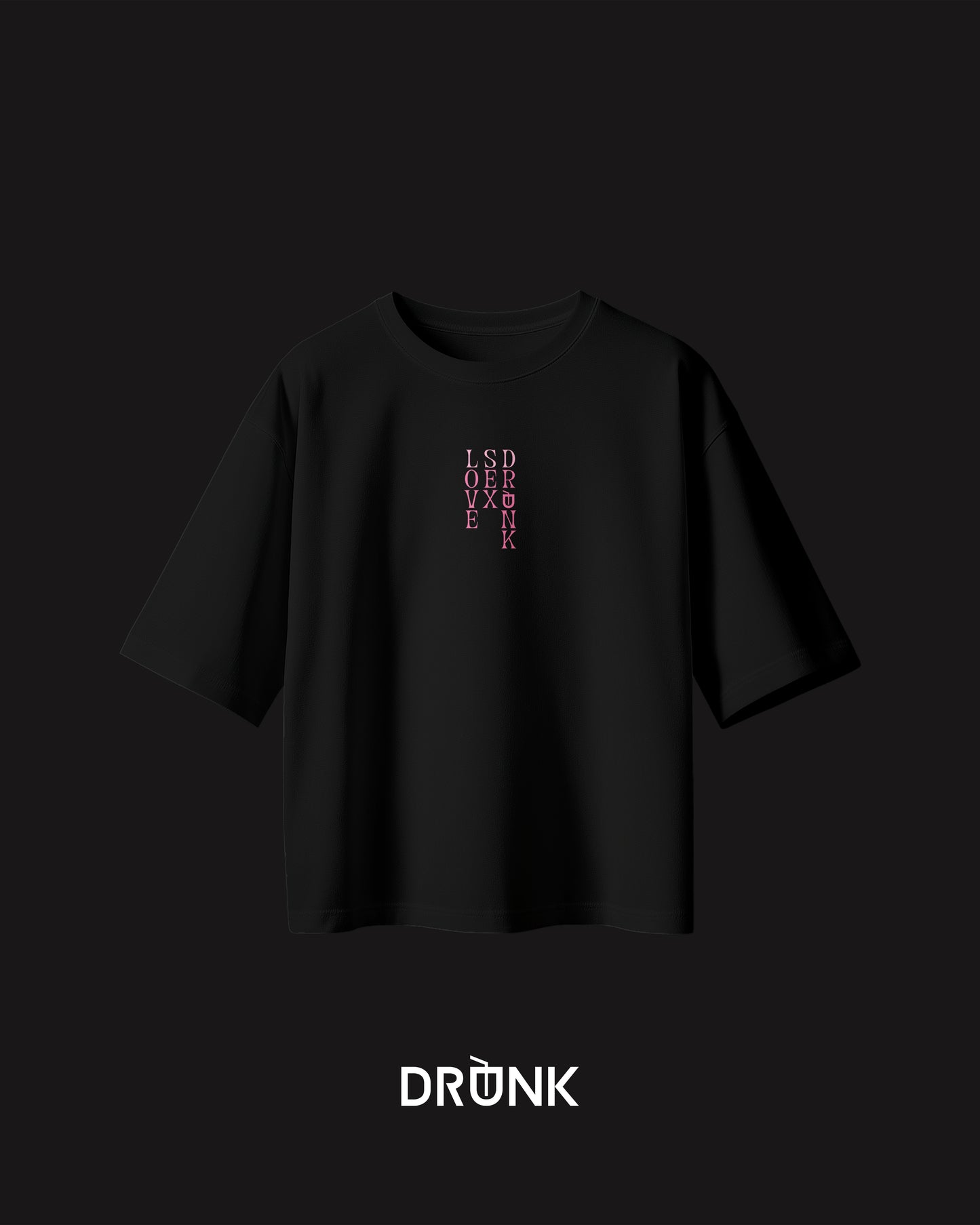 Love Sex Drunk - T-Shirt Nera e Dettagli Rosa