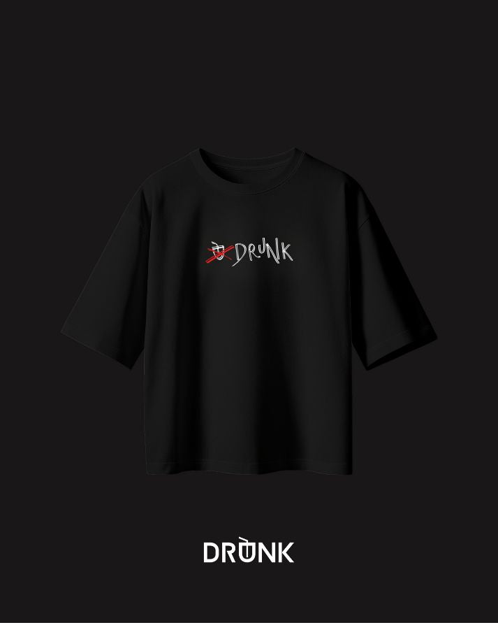2NIGHTBEDRUNK - T-Shirt Nera con scritta bianca