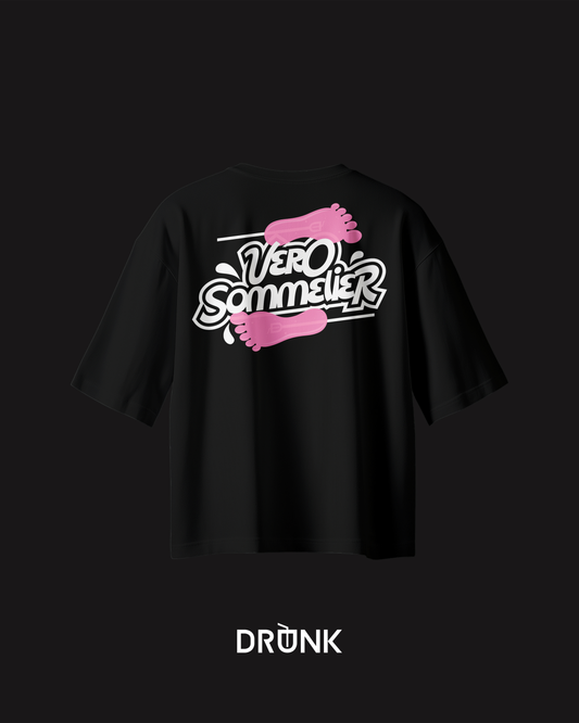 Vero Sommelier - T-Shirt Nera con dettagli rosa e bianchi