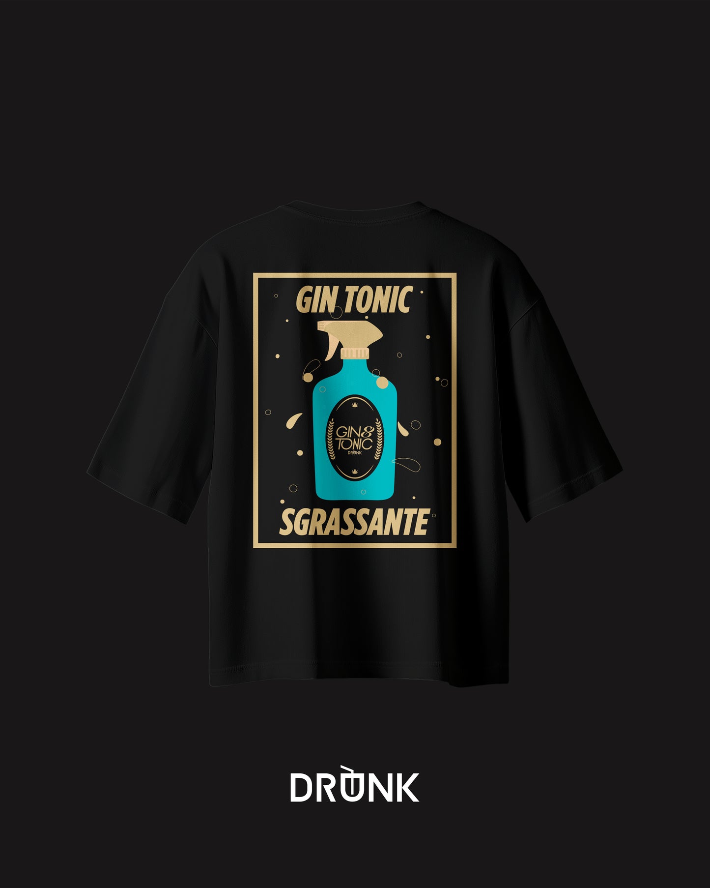 Gin Tonic Sgrassante - T-Shirt Nera e Dettagli Oro