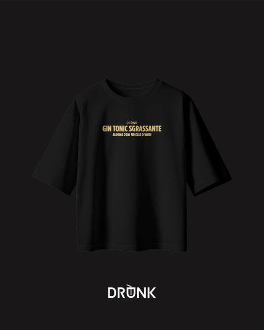 Gin Tonic Sgrassante - T-Shirt Nera e Dettagli Oro