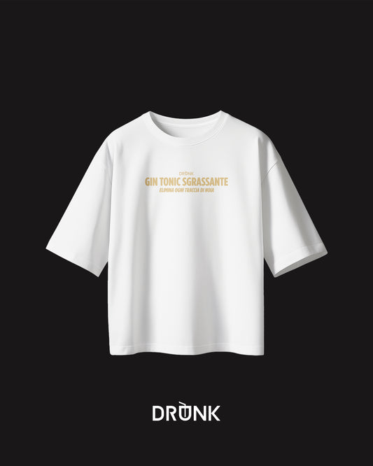 Gin Tonic Sgrassante - T-Shirt Bianca e Dettagli Oro