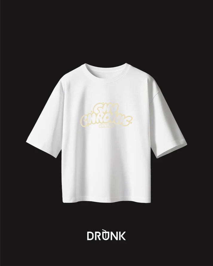 Gin Chronic - T-Shirt Bianca con scritta Beige
