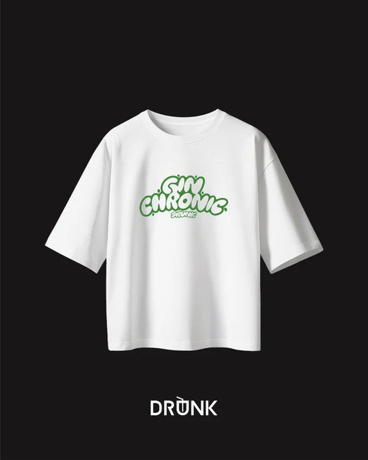 Gin Chronic - T-Shirt Bianca con scritta Verde