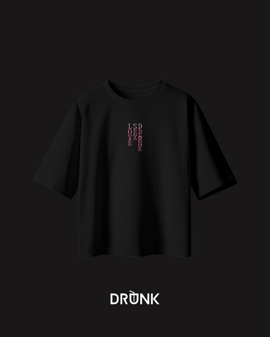 Love Sex Drunk - T-Shirt Nera e Dettagli Rosa