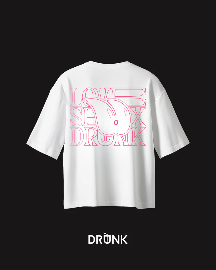 LSD - T-Shirt Bianca con scritta Love Sex Drunk