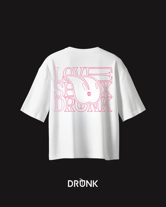 LSD - T-Shirt Bianca con scritta Love Sex Drunk