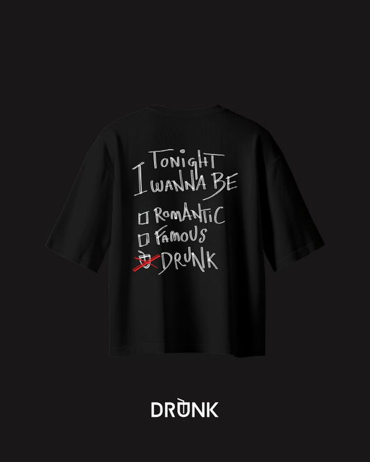 2NIGHTBEDRUNK - T-Shirt Nera con scritta bianca